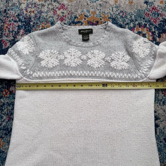Vtg Eddie Bauer Cotton Wool Snowflake Fair Isle Crewneck Sweater 90s Size Small - Picture 6 of 6